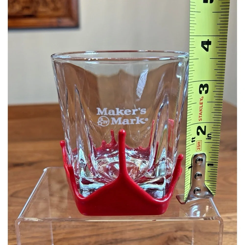 5 Maker's Mark Etched Dipped Red Wax Lowball Glasses Whiskey Barware
